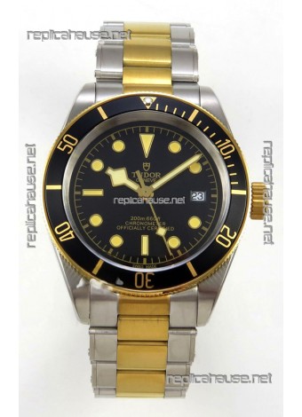 Tudor Black Bay 41 Two Tone Yellow Gold Black Dial Super Clone Watch 