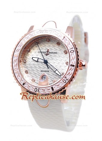 Ulysse Nardin Lady Diver Replica Watch in Pink Gold