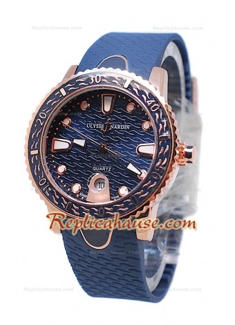 Ulysse Nardin Lady Diver Replica Watch in Gold Casing