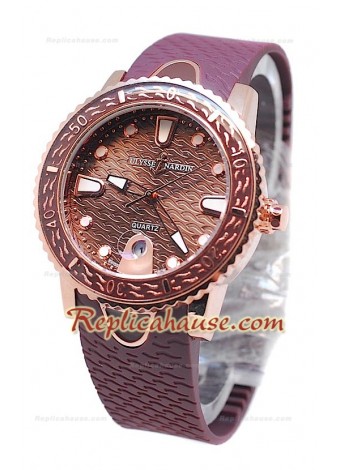 Ulysse Nardin Lady Diver Replica Watch in Gold Casing