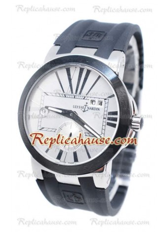 Ulysse Nardin Executive Dual Time White Dial Black Strap Wristwatch ULYS-20101307