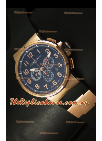 Ulysse Nardin Marine Chronograph Rose Gold Black Arabic Black Dial - 1:1 Mirror Replica