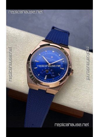 Vacheron Constantin Overseas True Moon Phase Rose Gold Blue Dial Swiss Replica Watch 