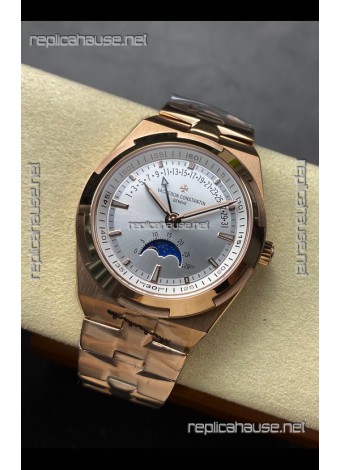 Vacheron Constantin Overseas True Moon Phase Rose Gold Steel Dial Swiss Replica Watch 
