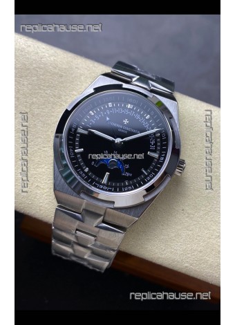 Vacheron Constantin Overseas True Moon Phase Steel Black Dial Swiss Replica Watch 