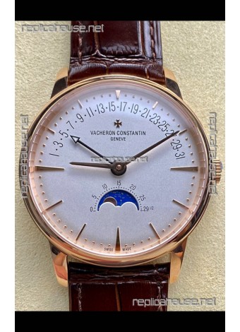 Vacheron Constantin Patrimony Moonphase Rose Gold White dial Swiss Replica Watch 