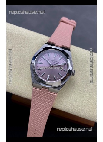 Vacheron Constantin Overseas 35MM Pink Dial Rubber Strap Super Clone Watch 
