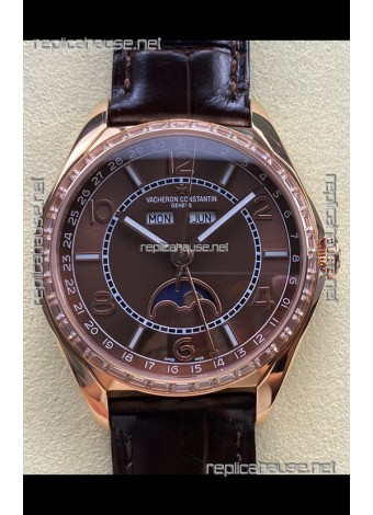 Vacheron Constantin Fiftysix Moonphase Brown Dial Rose Gold Swiss Replica Watch 