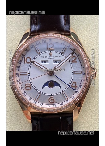 Vacheron Constantin Fiftysix Moonphase Steel Dial Rose Gold Swiss Replica Watch 