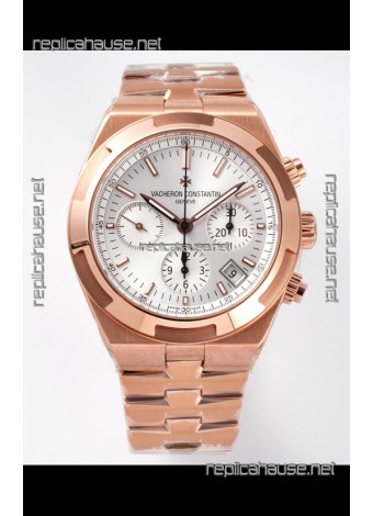 Vacheron Constantin Overseas Chronograph Rose Gold Steel Dial Super Clone Watch 