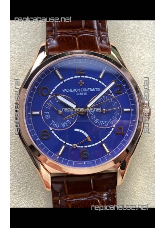 Vacheron Constantin Fiftysix Day-Date Rose Gold Blue Dial Swiss Replica Watch 