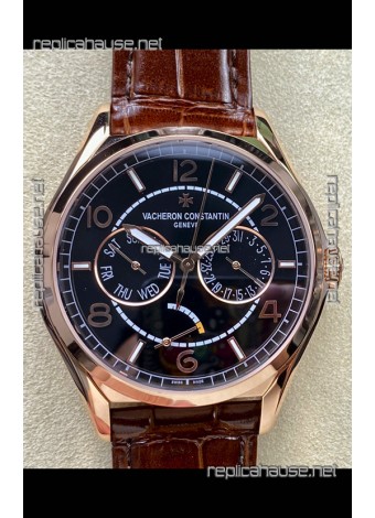 Vacheron Constantin Fiftysix Day-Date Rose Gold Black Dial Swiss Replica Watch 