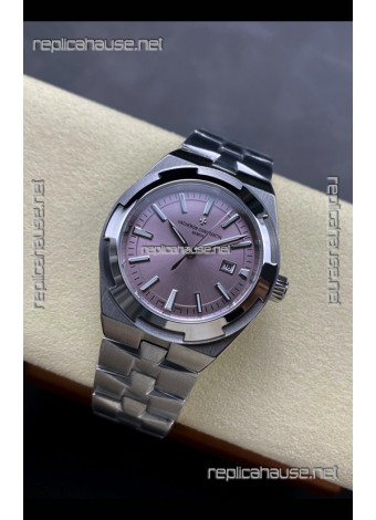 Vacheron Constantin Overseas 35MM Pink Dial Steel Strap Super Clone Watch 