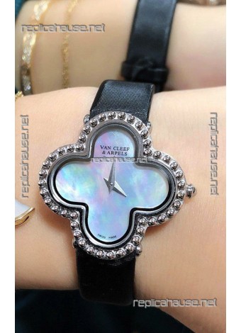 Van Cleef & Arpels Alhambra Stainles Steel Pearl Dial Watch 