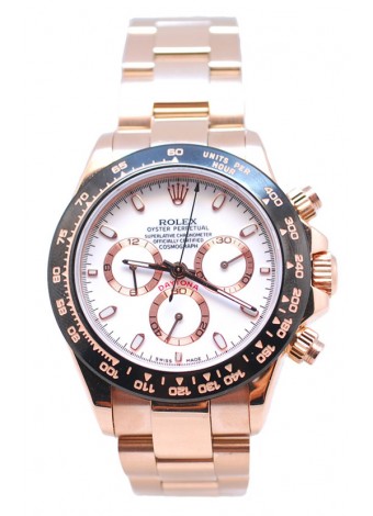 Rolex Daytona Chronograph MonoBloc Cerachrom Bezel White Face in Rose Gold