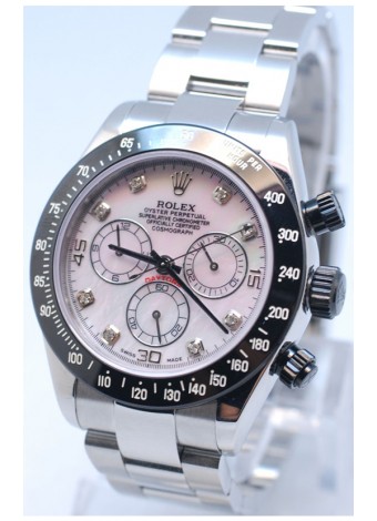 Rolex Daytona Chronograph MonoBloc Cerachrom Bezel Diamond Numerals in Steel Casing - Pink Shell Dial