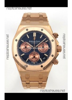 Royal Oak Chrono 26240 Rose Gold Blue Dial Super Clone Watch 