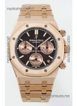 Royal Oak Chrono 26240 Rose Gold Strap in Brown Dial Super Clone Watch 