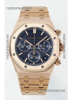 Royal Oak Chrono 26240 Rose Gold Strap in Blue Dial Super Clone Watch 