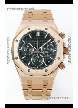 Royal Oak Chrono 26240 Rose Gold Strap in Green Dial Super Clone Watch 