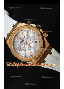 Audemars Piguet Royal Oak Chronograph Watch in Yellow Gold in Polished White Dial