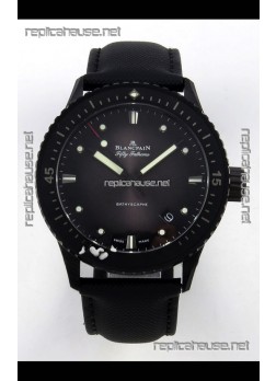 Blancpain Fifty Fathoms Ceramic Case Leather Strap Grey Dial Super Clone Watch 