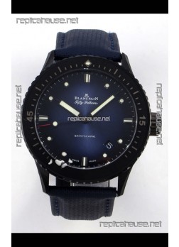 Blancpain Fifty Fathoms Ceramic Case Leather Strap Blue Dial Super Clone Watch 