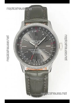 Navitimer Automatic 36 Grey Dial Steel Casing Super Clone Watch 