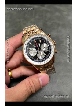 Breitling Navitimer B01 43MM Rose Gold Black Dial Super Clone Watch 