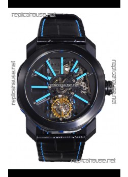 Bvlgari Octo Roma PVD Titanium Watch in Blue Hour Markers Super Clone Watch 