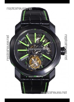 Bvlgari Octo Roma PVD Titanium Watch in Green Hour Markers Super Clone Watch 