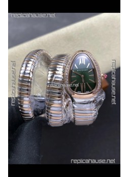 Serpenti Tubogas Double Spiral Green Dial Two Tone Super Clone Watch 