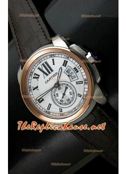 Calibre De Cartier Japanese Replica Watch in Two Tone Casing
