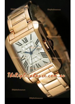 Cartier Tank Anglaise Mid Sized Swiss Watch Pink Gold - 1:1 Mirror Replica Watch