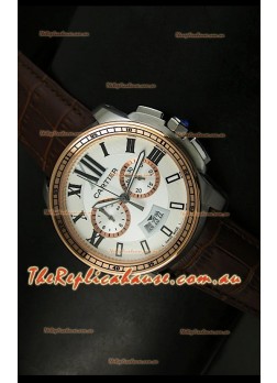 Calibre De Cartier Chronograph Japanese Replica Watch in Two Tone