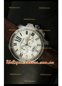 Calibre De Cartier Chronograph Japanese Replica Watch in Steel