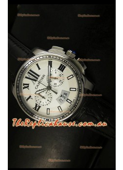 Calibre De Cartier Chronograph Japanese Replica Watch in Steel