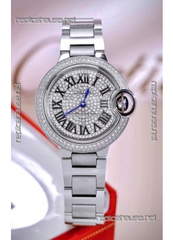 Ballon De Cartier Swiss Quartz 33MM Stainless Steel Diamonds Super Clone Watch 