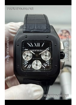 Cartier Santos 100 DLC Coating Black Dial 44MM Swiss Replica Watch 