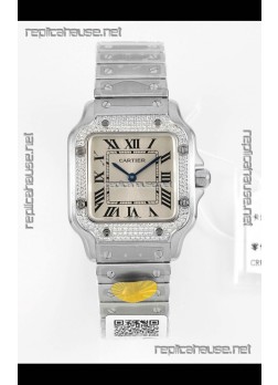Cartier Santos Swiss Quartz 27MM Steel Dial Super Clone Watch