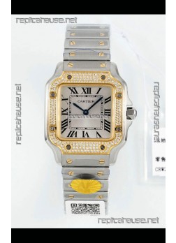 Cartier Santos Swiss Quartz 27MM Two Tone Super Clone Watch