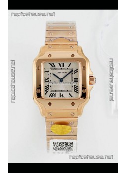 Cartier Santos Swiss Quartz 27MM Rose Gold Super Clone Watch 