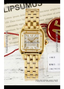 PANTHERE de Cartier 22mm Diamonds Dial Yellow Gold Super Clone Watch