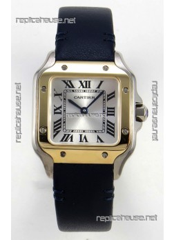 Cartier Santos Swiss Quartz 27MM Two Tone Leather Strap Super Clone Watch