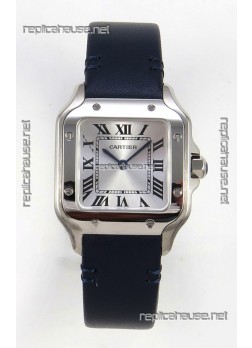 Cartier Santos Swiss Quartz 27MM Steel Leather Strap Super Clone Watch