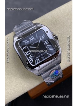 Cartier Santos De Cartier 904L Steel Black Dial Super Clone Replica 40MM Watch