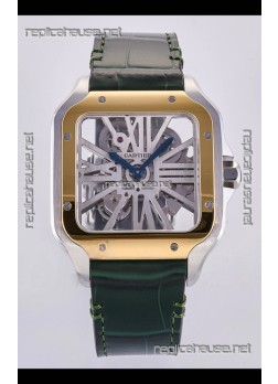 Santos De Cartier Super Clone Watch in Skeleton Dial Two Tone Case