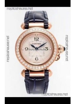 Pasha De Cartier Rose Gold Casing Watch 30MM Super Clone Watch 
