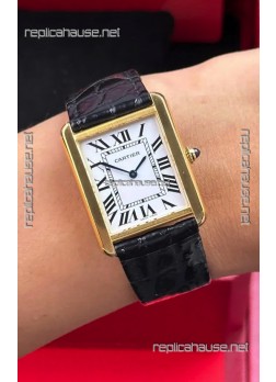 Cartier Tank Solo 27mm Yellow Gold Swiss Quartz Super Clone Watch 