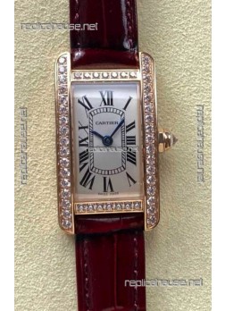 Cartier Tank Americaine Swiss Quartz 19mm Rose Gold Swiss Replica Watch 
